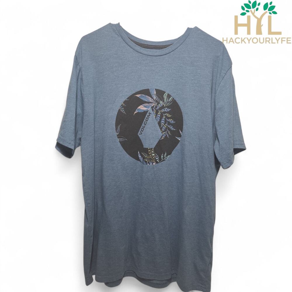 Volcom Graphic T Shirt Mens Size XL Blue Short Sleeve Tee Logo Used
